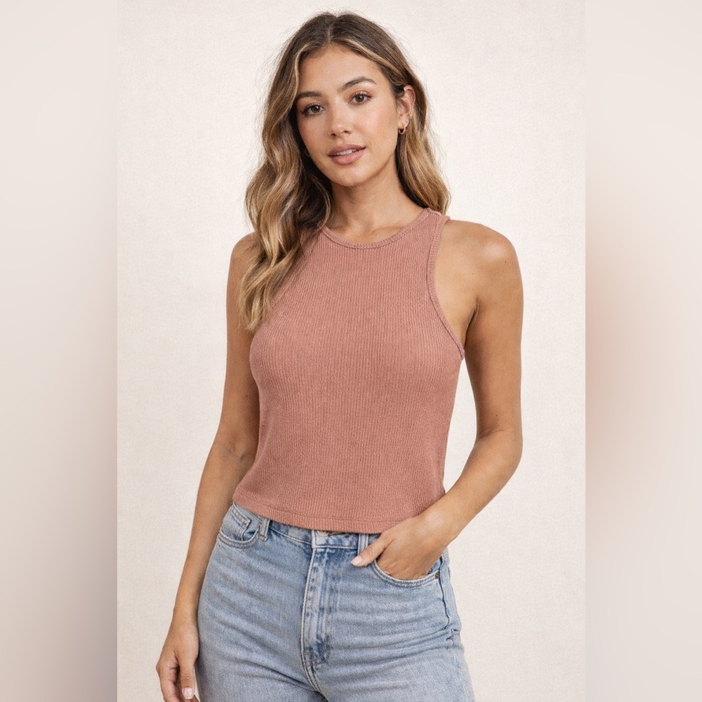by egreis Mauve Ribbed Bodysuit – NWT Soft Cotton Stretch Essential (Size L)
